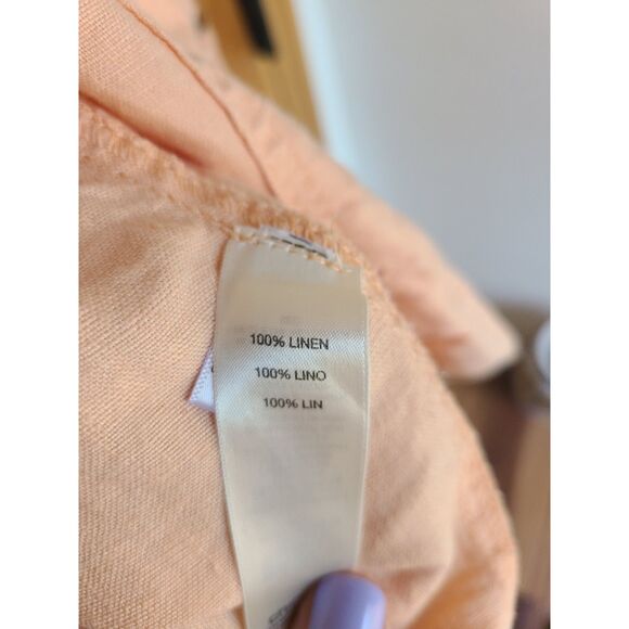 Chico's 100% Linen XL Orange Peach Shacket Shirt Jacket Sz 2 Lagenlook Pastel - Picture 5 of 6